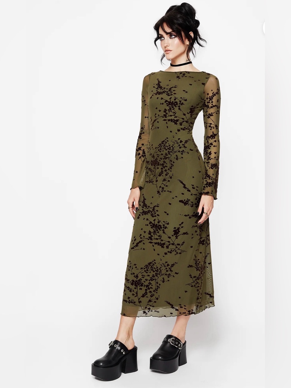 NWT Disturbia Jael flocked Devore cami midi dress size US 12